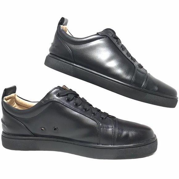 christian louboutin black leather sneakers